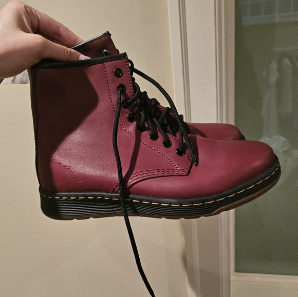 Dr Martens Red/Burgundy Boots - Picture 2 of 7
